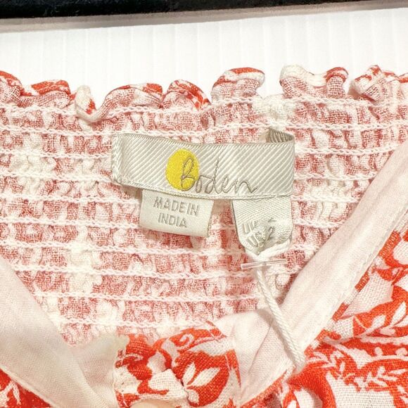 Boden Linen Halter Neck Cutout Column Dress Fire Orange White Size 2 NWT - Picture 11 of 16